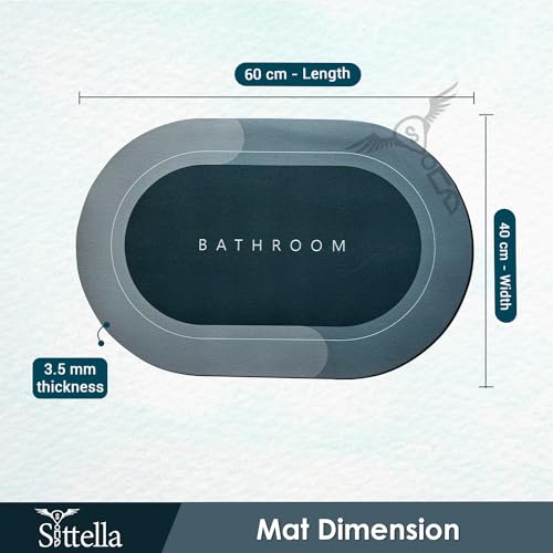 SITTELLA 3.5mm 1 Pc Rubber Bath Mat,Anti-Skid Water Soaking Bathroom Rug Door,Floor, Soft Quick Dry Water Absorbent Mat for Home Office 40x60cm-Green, Oval - Image 3