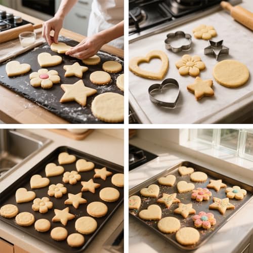 VTUGP Stainless Steel Cookie Cutters Set 12Pcs - Heart, Flower, Round, Five Star Shapes - Small to Mini Size, Metal Biscuit Cutter Molds for Baking or Holiday Party Decorations - Image 3