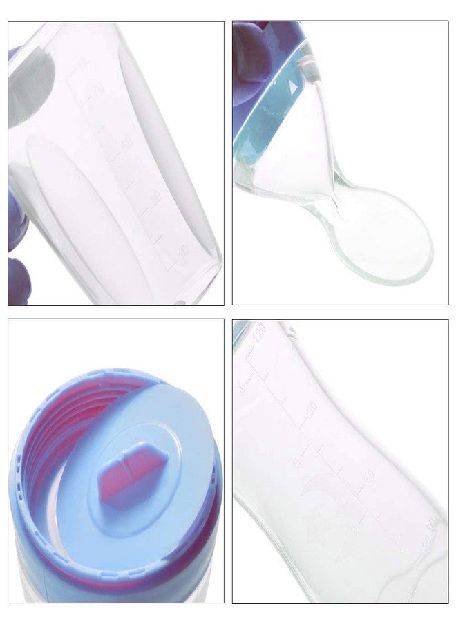 BCARE Bpa-Free Soft Silicone Sipper Juice Milk Rice Spoon Feeding Bottle with Fruit Nibbler Combo Set for Newborn Baby Infants Kids 0-6 Months 120ml Pack of 1 (Blue, 120ml) - Image 4