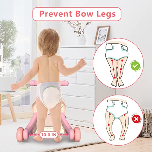QDRAGON 3 in 1 Baby Walker and Activity Center for Girl, Learning to Walk, Sit to Stand, Early Educational Push Toys with Music Panel for Infant Toddler 12+ Months Pink - Image 5