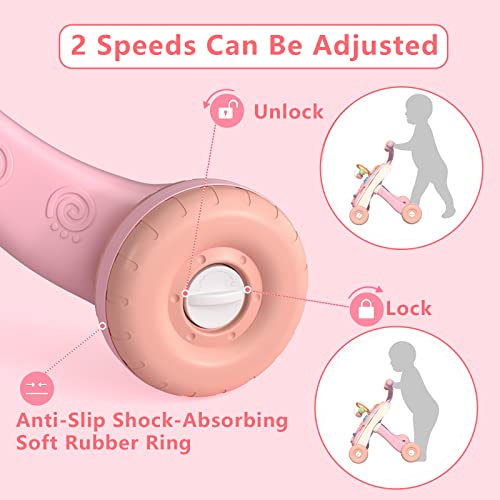QDRAGON 3 in 1 Baby Walker and Activity Center for Girl, Learning to Walk, Sit to Stand, Early Educational Push Toys with Music Panel for Infant Toddler 12+ Months Pink - Image 4