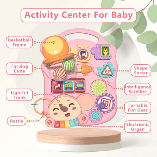 QDRAGON 3 in 1 Baby Walker and Activity Center for Girl, Learning to Walk, Sit to Stand, Early Educational Push Toys with Music Panel for Infant Toddler 12+ Months Pink - Image 3