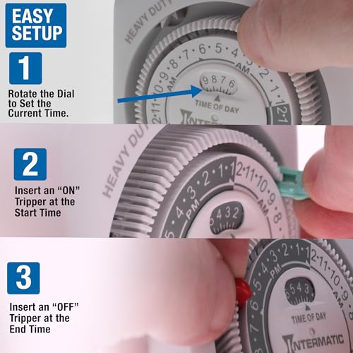 Intermatic مؤقت ميكانيكي داخلي ثقيل الاستخدام 24 ساعة - تحكم فعال، جدولة قابلة للتخصيص - مؤقت للإضاءة والمراوح والأجهزة الصغيرة - Image 3