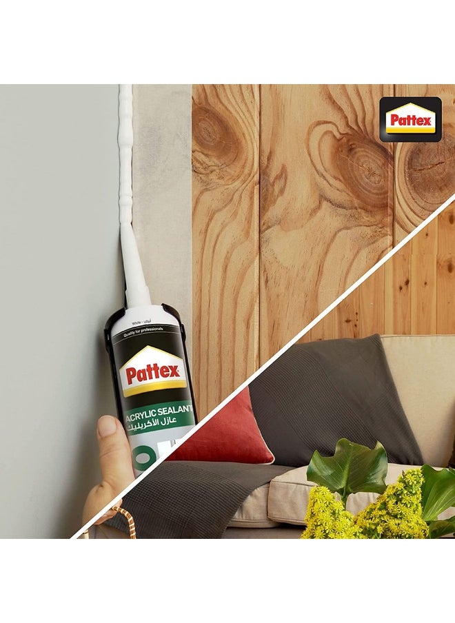 Pattex Pattex SL100 Acrylic Sealant in White, Joint Filler for Interior Use, Ideal for Door & Window Frame Sealant, Easy to Use White Sealant, 1x280ml Cartridge Clear  - Image 5