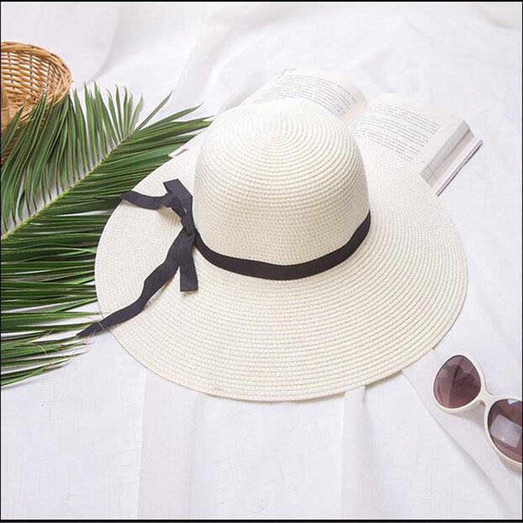 Summer Straw Hat Women Korean Style Sun Protection Foldable Khaki - Image 5