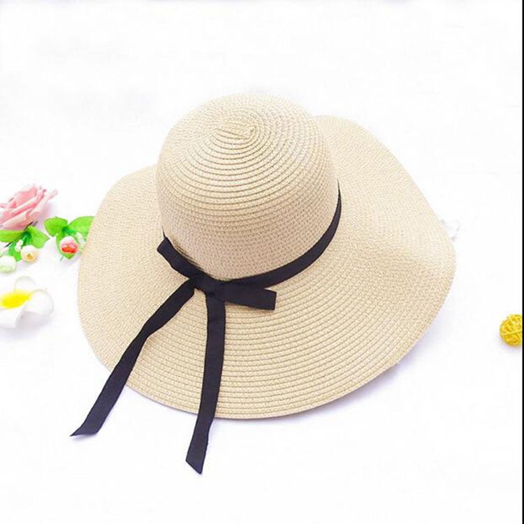Summer Straw Hat Women Korean Style Sun Protection Foldable Khaki - Image 4