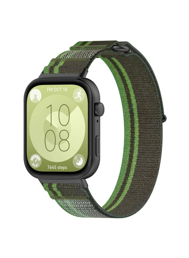 Generic For HuaweiWatch Fit3 Wild Trail Strap For HuaweiFit3 Alpine Loop Woven Cloth Sports Casual Wristband-Color:Dark Green  - Image 1
