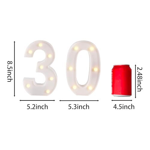 Funsky 30th Birthday Decorations for Her Him,30th Birthday Centerpieces Table Decorations for Women Men,Light Up Numbers 30 Sign for Party Backdrop Wall Decor for 30 Wedding Anniversary Decoration - Image 4