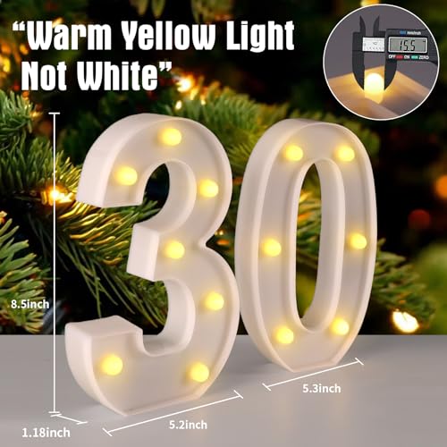Funsky 30th Birthday Decorations for Her Him,30th Birthday Centerpieces Table Decorations for Women Men,Light Up Numbers 30 Sign for Party Backdrop Wall Decor for 30 Wedding Anniversary Decoration - Image 2
