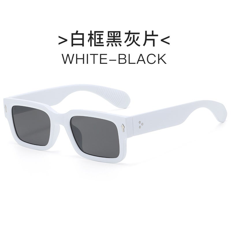 Generic Fashion Square Sunglasses Unisex Retro White frame Black gray sheet 
