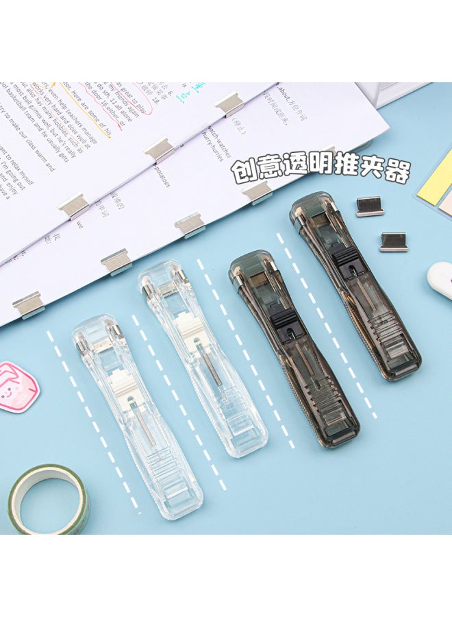 HELPS Transparent Clip Pusher File Data Finishing Clip Student Test Paper Binding Clip Snack Sealing Ticket Clip Stationery Clip - Image 3