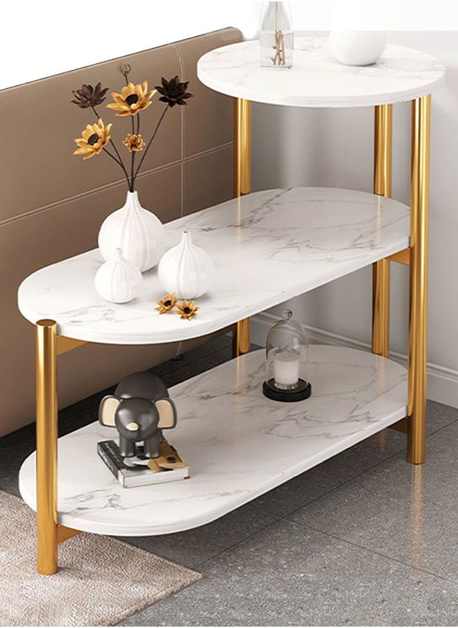Occuwzz - Coffee End Table 3 Tier Small Coffee Table Round Sofa Side Table Corner Table with Storage Shelf - Image 1