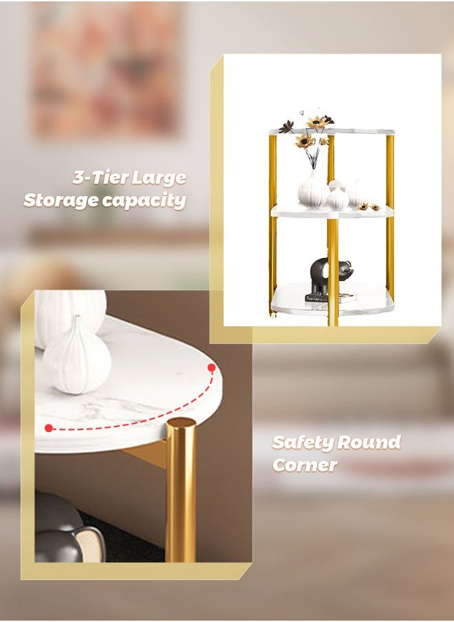 Occuwzz - Coffee End Table 3 Tier Small Coffee Table Round Sofa Side Table Corner Table with Storage Shelf - Image 1