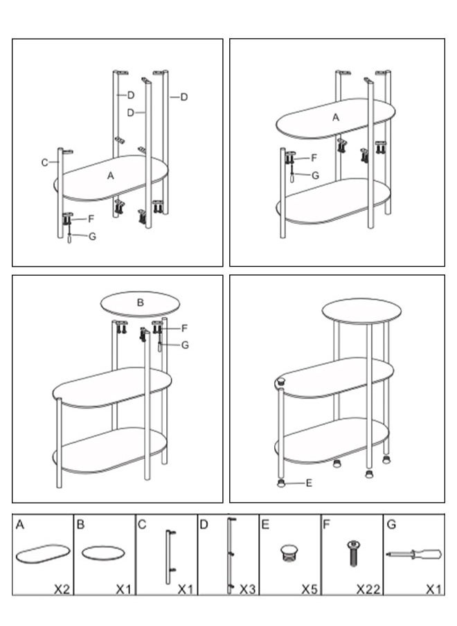 Occuwzz - Coffee End Table 3 Tier Small Coffee Table Round Sofa Side Table Corner Table with Storage Shelf - Image 1