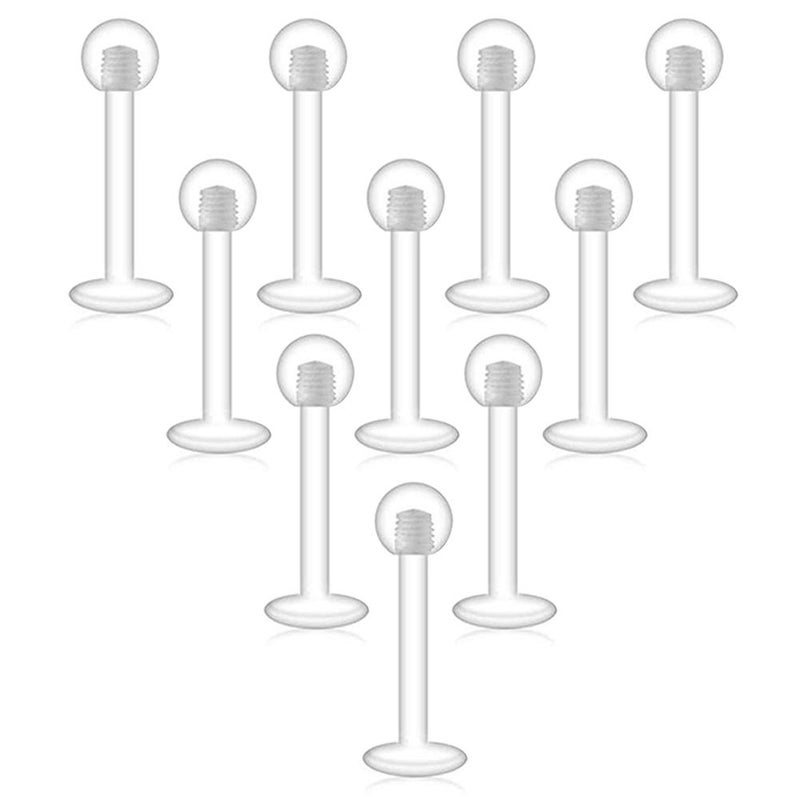 D.Bella 16G Clear UV Flexible Acrylic Labret Lip Ring Tragus Retainer Clear Helix Cartilage Earring Stud Piercing Jewelry Retainer 10pcs 10mm - Image 1