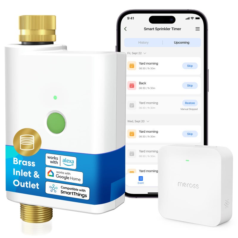 meross WiFi Water Timer for Garden Hose Smart Hose Timer with Brass Inlet Outet WiFi Sprinkler Valve Work with Apple Homekit Alexa Google Assistant Smart Rain Skip for Lawn Garden Yard - Image 2