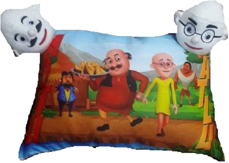 TURIYA 180 TC Double Face Cartoon Printed Toddler Pillow Cum Toy; Multicolour; 12x18 inches; ndmp_Samose - Image 1