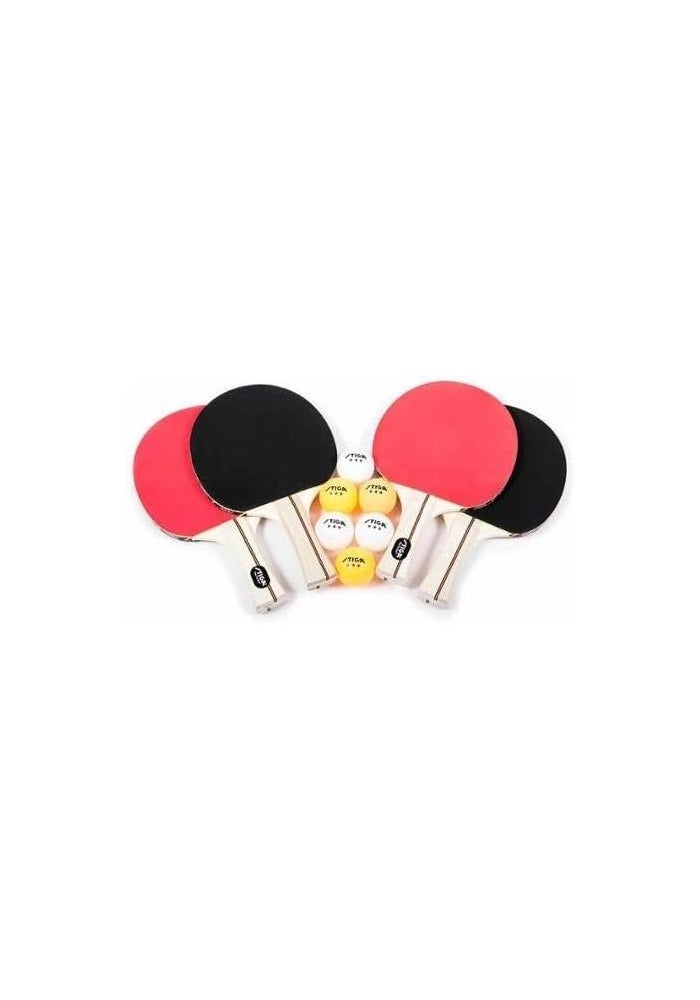 STIGA Performance 4-Player Table Tennis Set with Rackets and 3-Star Balls