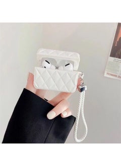 Lingge Xiaoxiang Style Suitable For Apple AirPods 4 Generation Headphone Protective Case Pro2 Bluetooth Earphone Case Leather 3 Generation-Color:White-Applicable Model:Airpods Pro