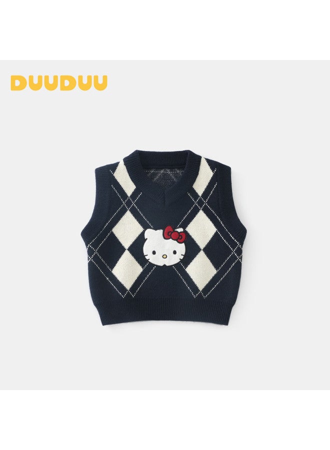 Duuduu Baby Girl Red Sweater Spring Autumn Toddler Cartoon Vest Outwear Infant Knitted Vest Black 80 - Image 1