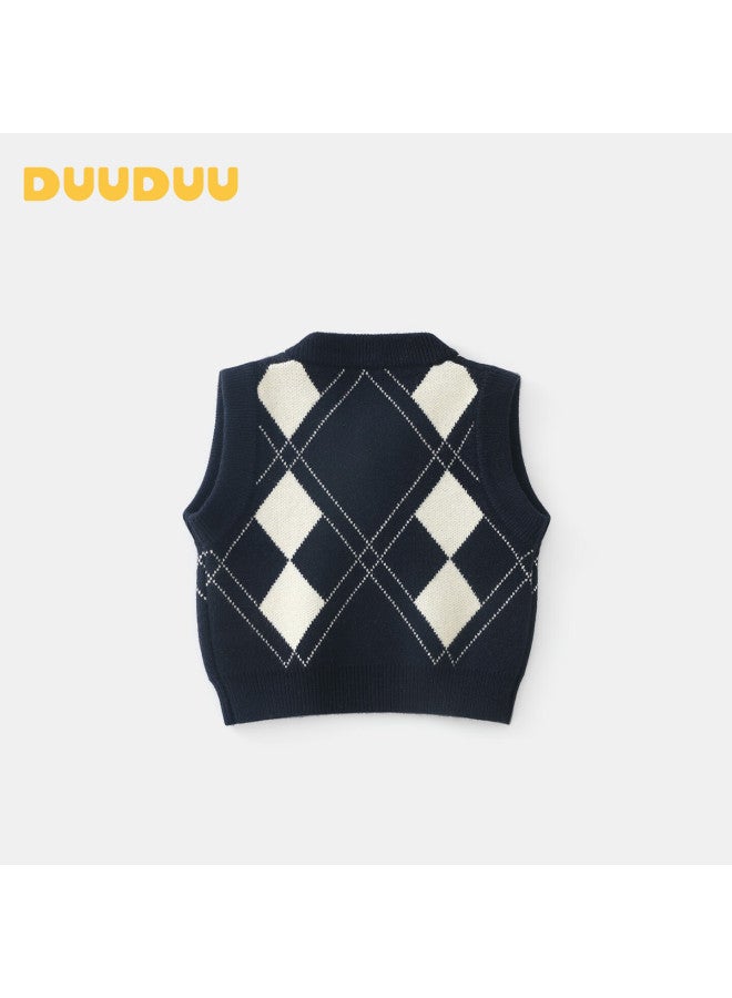 Duuduu Baby Girl Red Sweater Spring Autumn Toddler Cartoon Vest Outwear Infant Knitted Vest Black 80 - Image 2