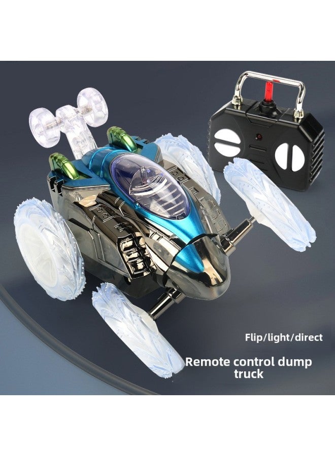 Remote Control Stunt Tipping Car Children Toy Lights Music Roll Off-road Racing-Color: Children's Electric Stunt Four-way Remote Control Dumper (Light Music Color Box Package) - Image 2
