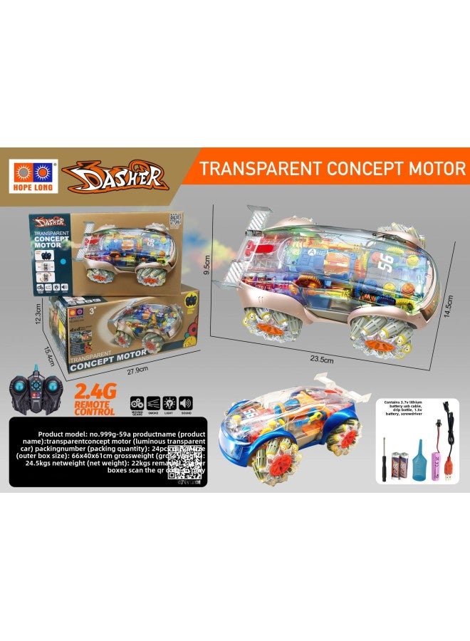 Remote Control Stunt Tipping Car Children Toy Lights Music Roll Off-road Racing-Color: Children's Electric Stunt Four-way Remote Control Dumper (Light Music Color Box Package) - Image 1