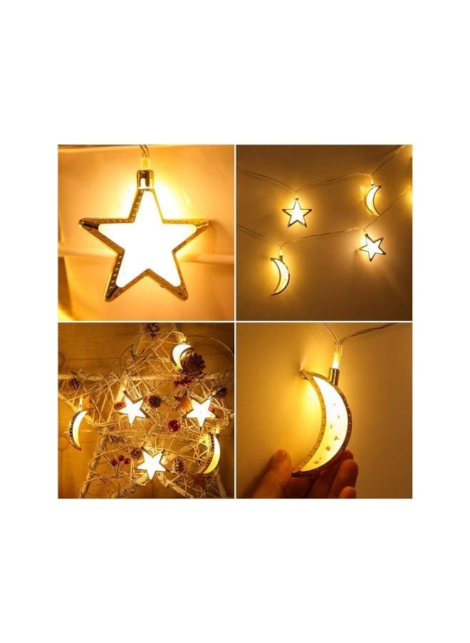 The Bros Ramadan Eid Moon Star String Lights, 12 Feet 20 LEDs Eid Mubarak Palace Lantern Lamp for Islamic Indoor Outdoor Home Garden Decoration (Warm White)  - Image 4