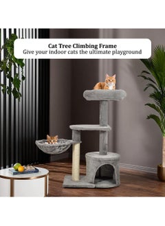 MAJIBAO Cat tree tower with Plush perch, Cozy hammock, Sisal scratching post, and Cat condo, Cat tree furniture activity center for indoor cats, Cat climbing tower 84 cm (Grey)  - Image 5