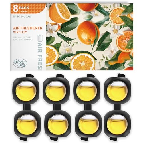 DRIVEJOY Car Air Freshener Vent Clips, 8 Pack, Provides Long-Lasting Scent, Up to 240 Days, Odor Eliminator (Citrus) - Image 1