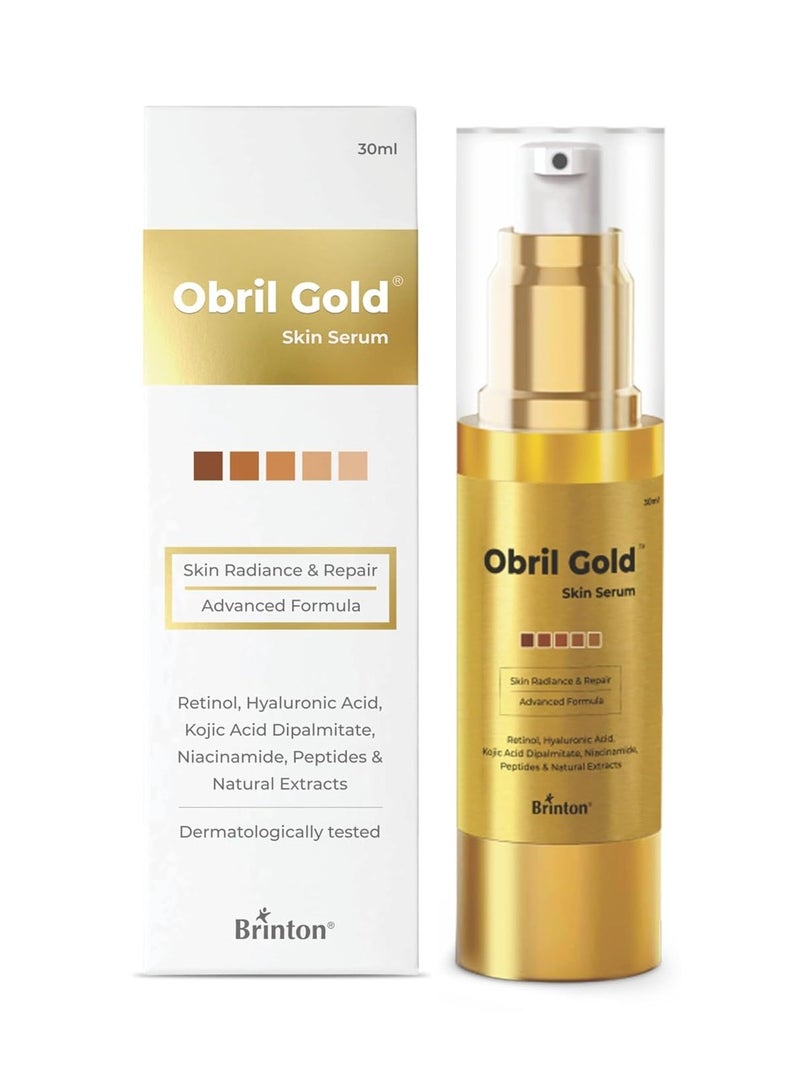 بريتون سيروم أوبريل جولد للبشرة لعلاج فرط التصبغ، مع حمض الهيالورونيك، والنياسيناميد، وحمض الكوجيك، والريتينول، لإزالة البقع الداكنة، والاسمرار، وآثار حب الشباب | يقلل التجاعيد والخطوط الدقيقة | يعزز إشراقة البشرة | للرجال والنساء، 30 مل - Image 1