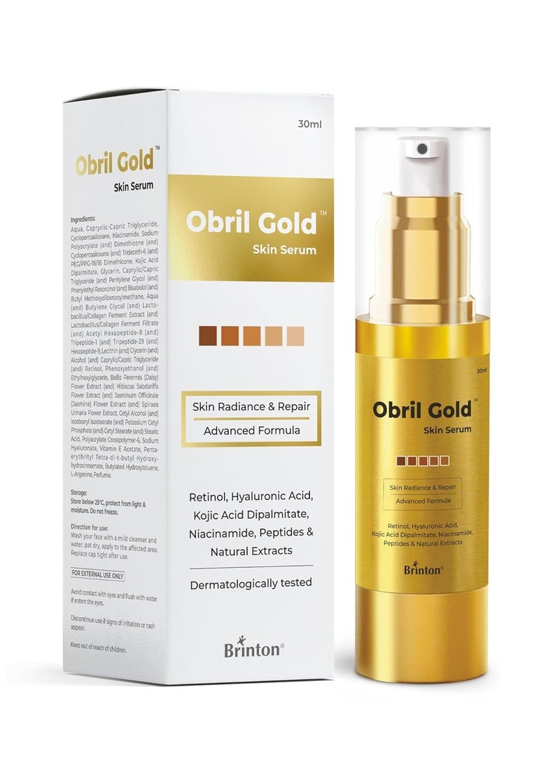 بريتون سيروم أوبريل جولد للبشرة لعلاج فرط التصبغ، مع حمض الهيالورونيك، والنياسيناميد، وحمض الكوجيك، والريتينول، لإزالة البقع الداكنة، والاسمرار، وآثار حب الشباب | يقلل التجاعيد والخطوط الدقيقة | يعزز إشراقة البشرة | للرجال والنساء، 30 مل - Image 2