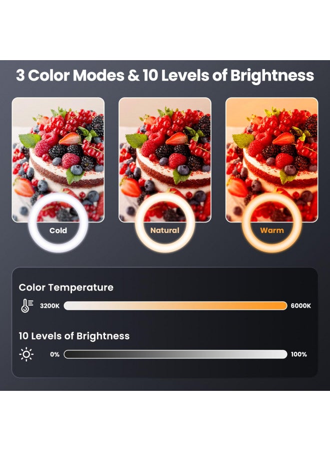 LUXSURE Selfie Ring Light with Stand for Phone, Ring Light Tripod for iPhone, Overhead Phone Mount 10.5" with Phone Stand and Remote, Phone Tripod with Light for Video Recording/Live Streaming/Cooking - Image 4
