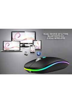 HB W10 Rechargeable Wireless Bluetooth Mouse Dual Mode Slim Design with RGB LED Light 2.4GHz Compatible with Laptop PC Mac  - Image 2