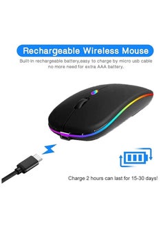 HB W10 Rechargeable Wireless Bluetooth Mouse Dual Mode Slim Design with RGB LED Light 2.4GHz Compatible with Laptop PC Mac  - Image 5