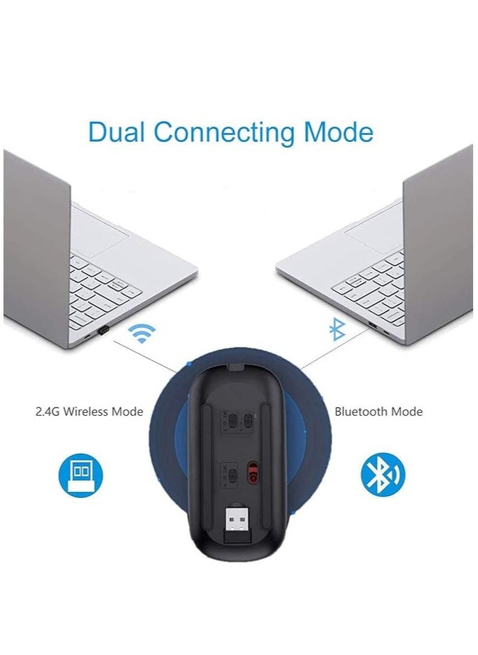 HB - W10 Rechargeable Wireless Bluetooth Mouse Dual Mode Slim Design with RGB LED Light 2.4GHz Compatible with Laptop PC Mac - Image 1