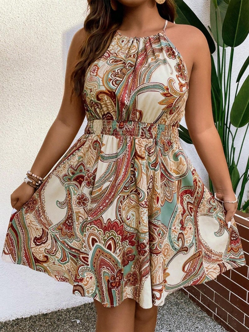 Plus Size Women's Bohemian Maxi Dress for Spring Summer Vacation - Image 5