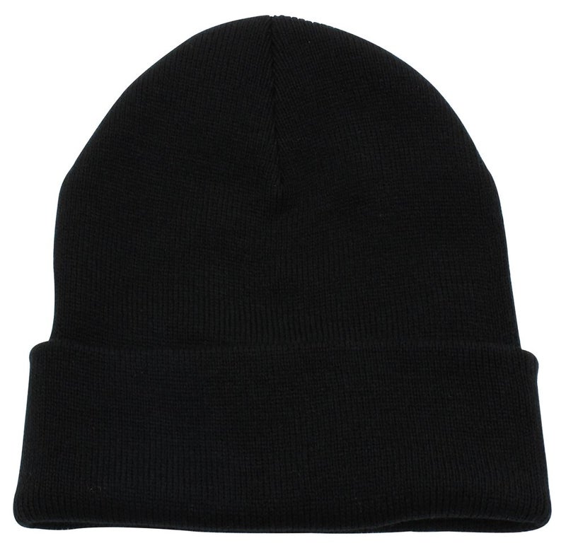 Top Level CUFFED PLAIN SKULL BEANIE HAT / CAP | Winter Unisex Knit Hat Toboggan For Men & Women | Unique & Timeless Clothing Accessories By Top Leve, Black - Image 1