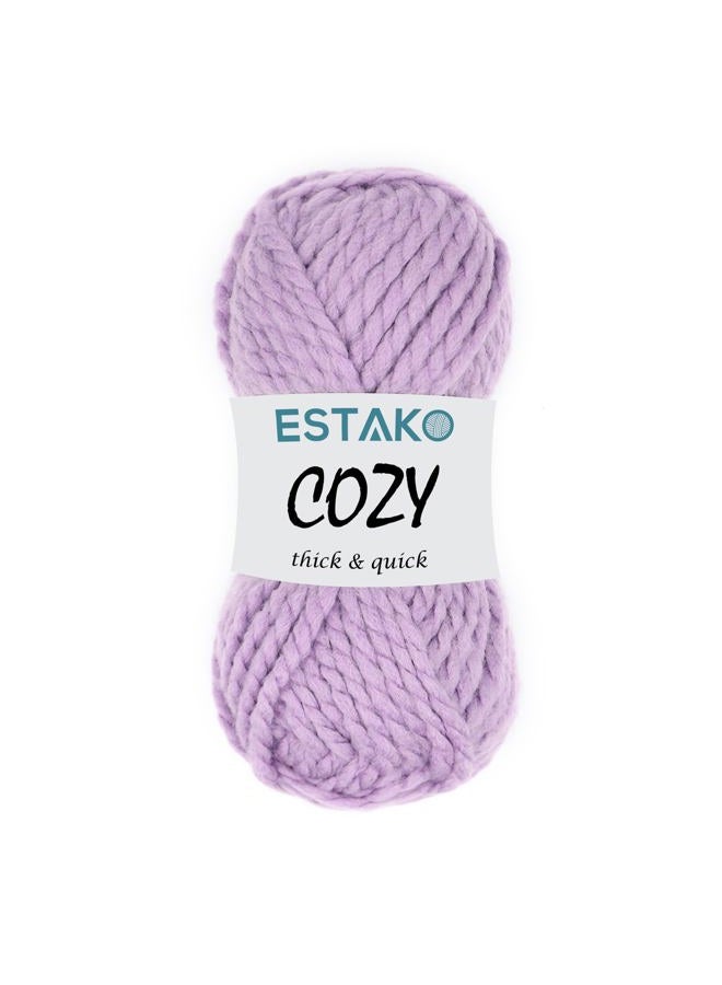 Estako Cozy Thick & Quick Yarn 20% Wool 80% Acrylic Soft Super Bulky Weight #6 Knitting and Crocheting Yarn 3.52 oz (100gr) 65 yds (60 m) (50658-Lilac) - Image 1