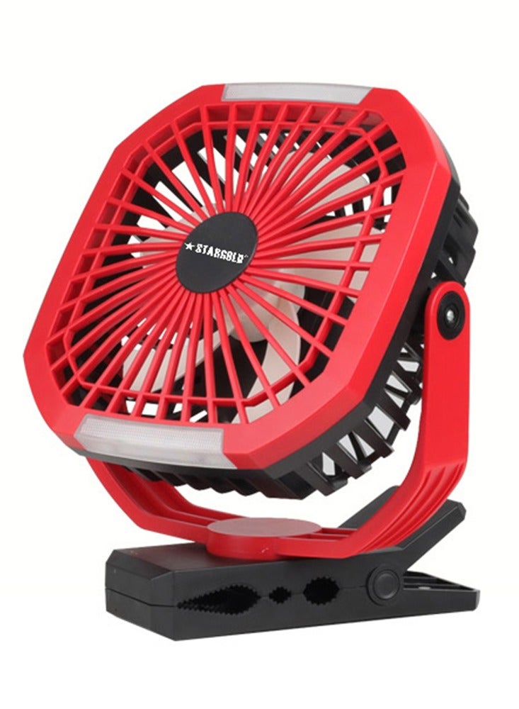 Stargold Rechargeable Clip Fan 8 Inch AC/DC With LED Light Red - Image 1