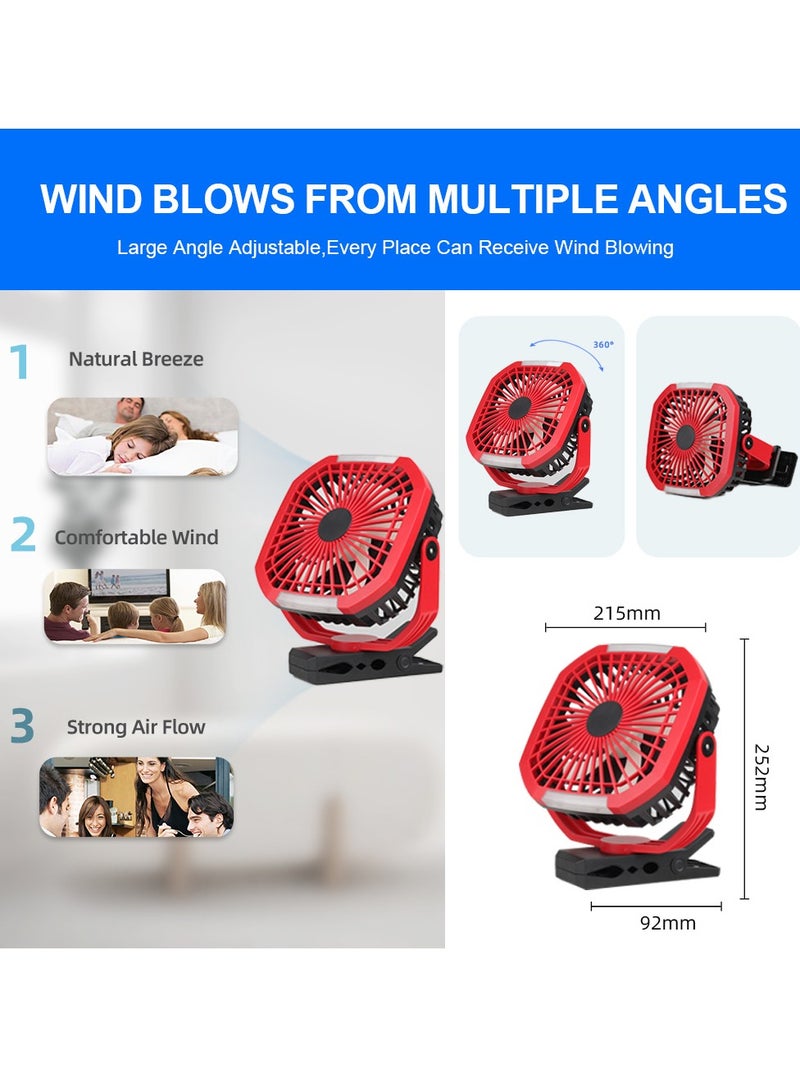Stargold Rechargeable Clip Fan 8 Inch AC/DC With LED Light Red - Image 2