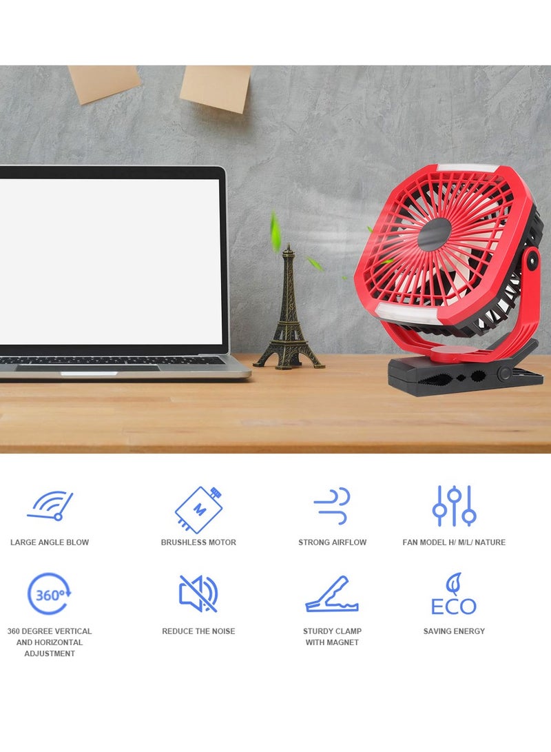 Stargold Rechargeable Clip Fan 8 Inch AC/DC With LED Light Red - Image 3