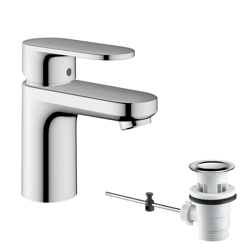 Hansgrohe هانسغروه فيرنيز بليند - صنبور حمام مع مجموعة تصريف قابلة للفتح، صنبور حوض الحمام بارتفاع فوهة 70 مم، صنبور خلط حوض موفر للمياه (EcoSmart)، كروم، 71550000 - Image 1