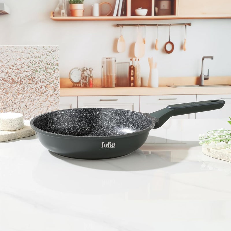 Julia Elite-Pro Frypan Without Lid 26cm Green Granite Non-Stick Forged Cooking Pan With Soft-Touch Handle, Durable Lightweight Skillet For Daily Use On All Stove Types - Image 2