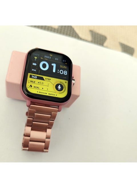 Y13 Smart Watch 1.83-inch/GT20 Bracelet Heart Rate Monitoring Bluetooth Call Touch Screen Smart Bracelet-Color:Powder Glue + Powder Three Beads Steel Belt