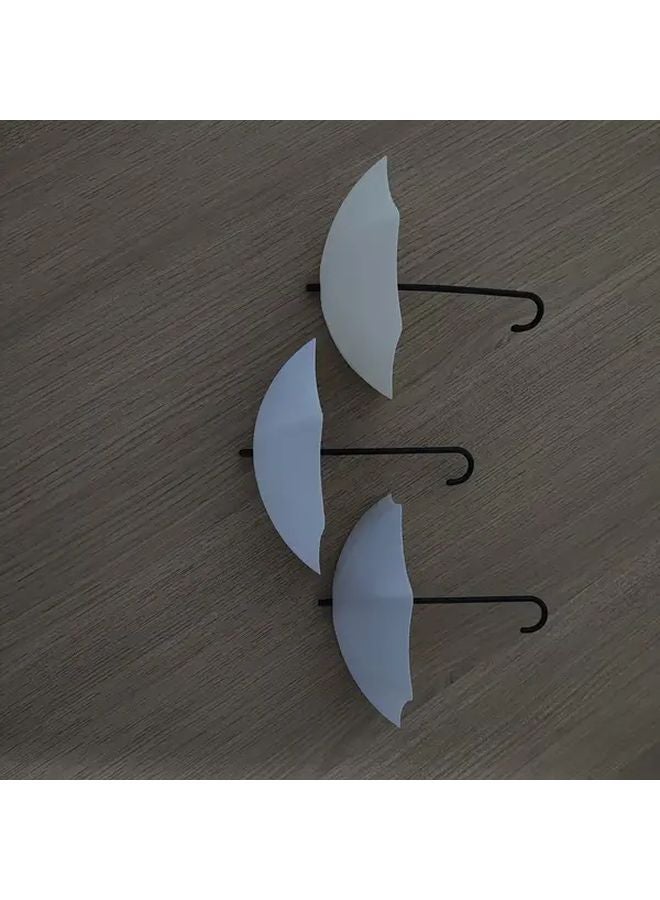 3pcs White Adhesive Wall Hooks Heavy Duty Umbrella Holder No Drill Space Saving Organizer - Image 1