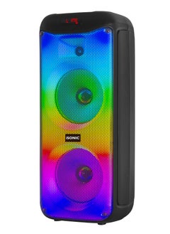 iSONIC Portable Party Speaker 25000 PMPO With Led Flame Lights, Wireless Mic And Bluetooth IS465 Black  - Image 1