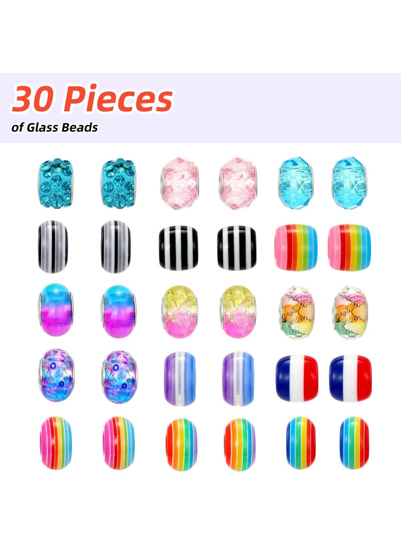 DELGREEN - Bracelet Making Kit for Girls 85PCs Charm Bracelets Kit with Jewelry Box Jewelry Charms Bracelets for DIY Craft Jewelry Gift for Adults and Kids Present For 8-12 Year Old Gir - Image 1