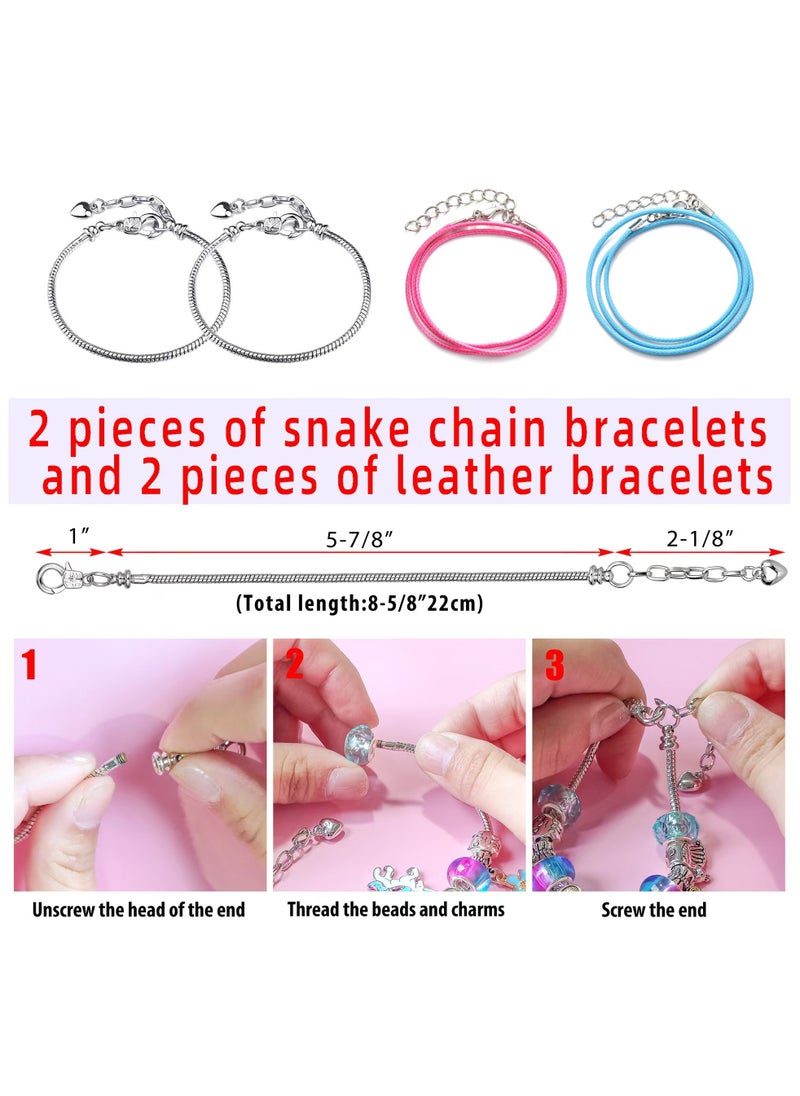 DELGREEN - Bracelet Making Kit for Girls 85PCs Charm Bracelets Kit with Jewelry Box Jewelry Charms Bracelets for DIY Craft Jewelry Gift for Adults and Kids Present For 8-12 Year Old Gir - Image 1