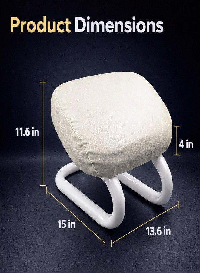 Ranade Mart Footrest Pad Stool Metal Frame and Faux Leather Cushion, U-Shape Base Designwith Padded Faux Leather Seat and Curved Metal Frame for Foldable Prayer Chair for Namaz Yoga Meditation, - Image 2